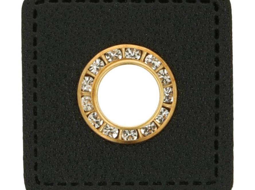 Lederimitat Ösenpatch mit Strass