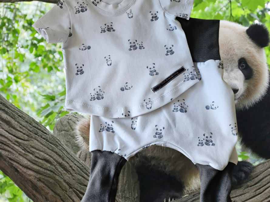 Baby Zwei - Teiler weiss mit Pandabär